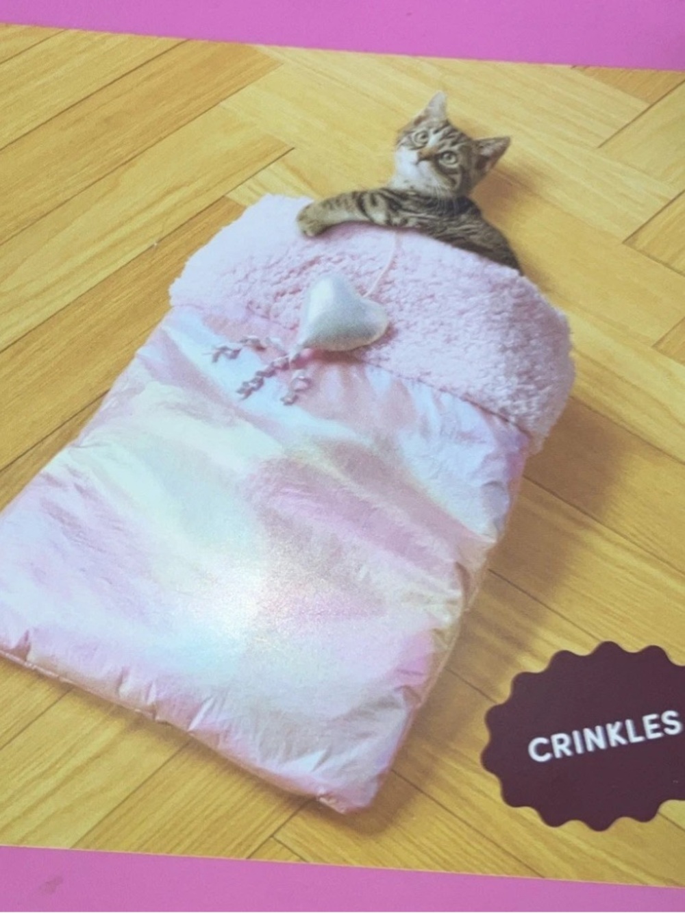 “New” Boots And Barkley Ocupy Crinkle Cat Toy Sleeping Bag Pink Sherpa Heart